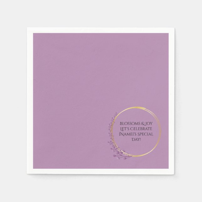 Golden Bloom Blommigt Elegant födelsedagsfest Pappersservett (Framsidan)