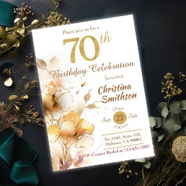 Golden Bloom - blommigtens elegant, 70:e födelseda Inbjudningar