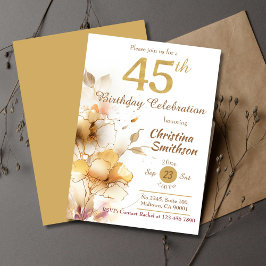 Golden Bloom - blommigtens elegant, modern 45:e fö Inbjudningar