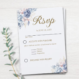 Golden Bloom: Blue & White Floral Wedding OSA Kort