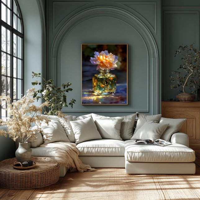 Golden Bloom Elixir - Dreamlike Blommigt Parfym Canvastryck (Skapare uppladdad)