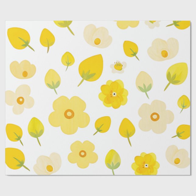 Golden Bloom Luxe Tapet Presentpapper (Platt)