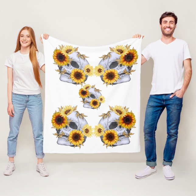 GOLDEN BLOOM SKULL FLEECEFILT (På plats)