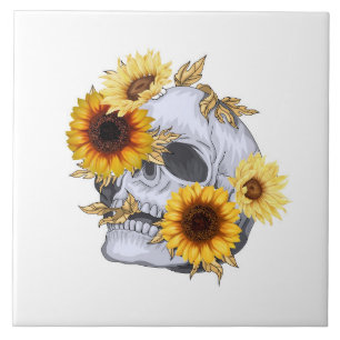 GOLDEN BLOOM SKULL KAKELPLATTA