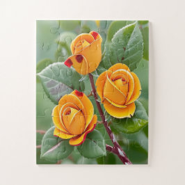 Golden Bloom Trio | Yellow Rose Botanical  Pussel
