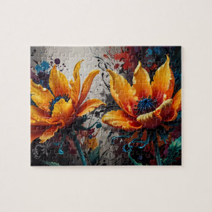Golden Bloom: Vivid Gult Flower Duo Pussel