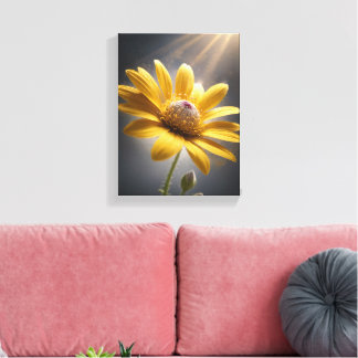 Golden Bloom – Yellow Flower Macro Photography Art Canvastryck