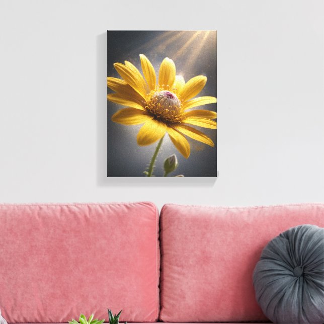 Golden Bloom – Yellow Flower Macro Photography Art Canvastryck (Insitu (Vardagsrum))