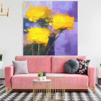 Golden Blooms - Blommigt Wrapped Canvas Art