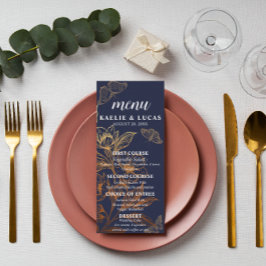 "Golden Blooms of Kärlek" | Romantic Navy Bröllop Meny