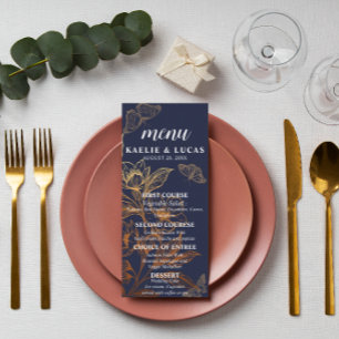 "Golden Blooms of Kärlek" Romantic Navy Bröllop Meny