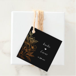"Golden Blooms of Kärlek" | Svarta Bröllop Gåvor Etiketter
