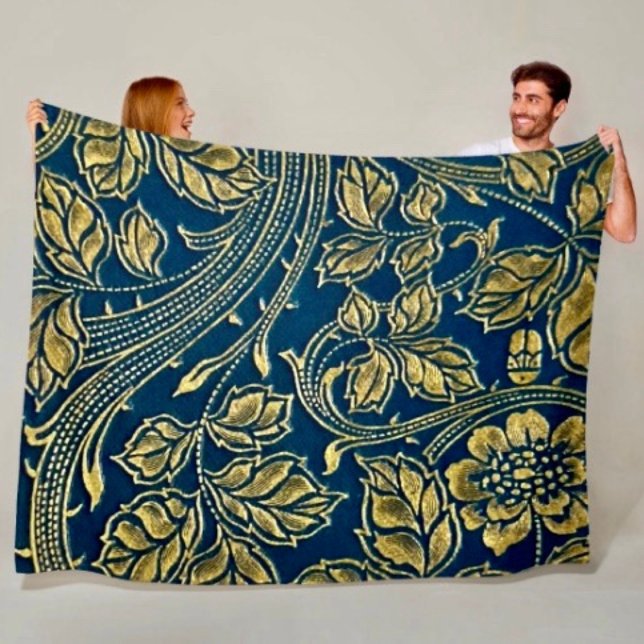 Golden Blossom Elegance  Fleece Blanket (Skapare uppladdad)