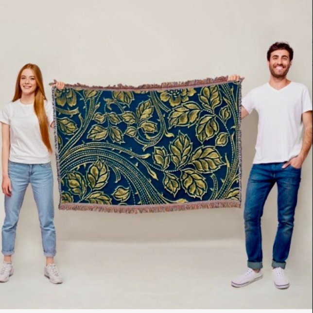 Golden Blossom Elegans  Filt (Throw Blanket Dimensions: 54"l x 38"w Material: 100% polyester; soft touch
)