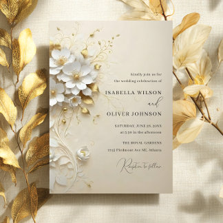 Golden Blossom Wedding Invitation Inbjudningar
