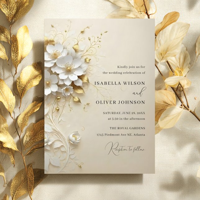 Golden Blossom Wedding Invitation Inbjudningar (Skapare uppladdad)