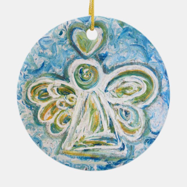 Golden Blue Angel Art Helgdag Ornament (Baksidan)