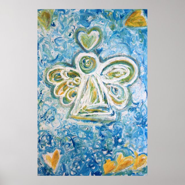 Golden Blue Angel Art Poster Skriv ut (Framsidan)