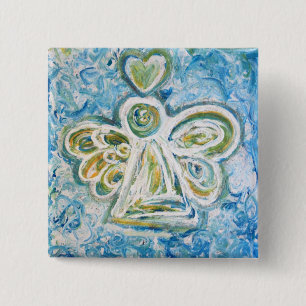 Golden Blue Angel Button Knapp