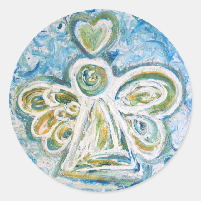 Golden Blue Angel Sticker Runt Klistermärke (Framsida)