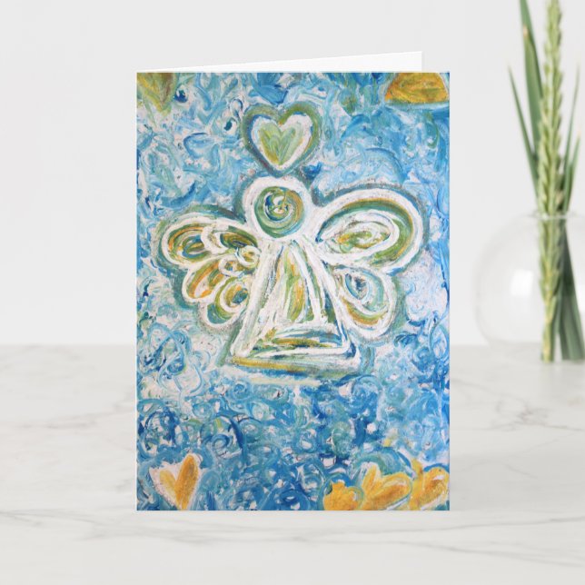 Golden Blue Angel - Sympathy Card Kort (Framsida)