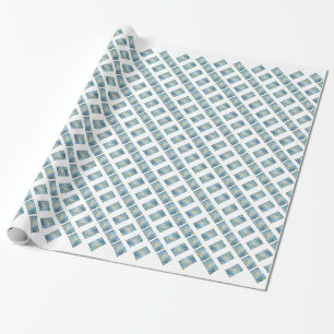 Golden Blue Angel Wrapping Papper Presentpapper