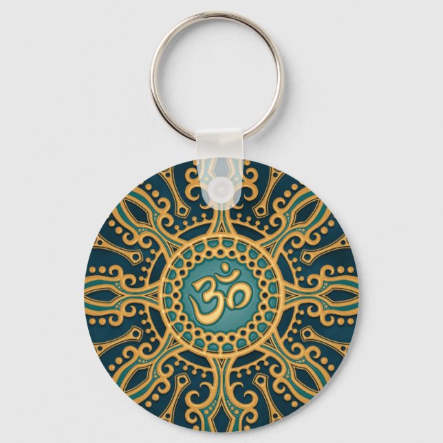 Golden Blue Aum Star Nyckelring (Framsida)