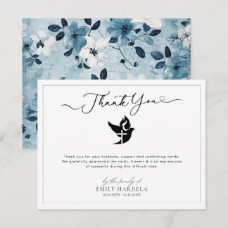 Golden Blue-Blommigten Funeral Tack You Card Kort