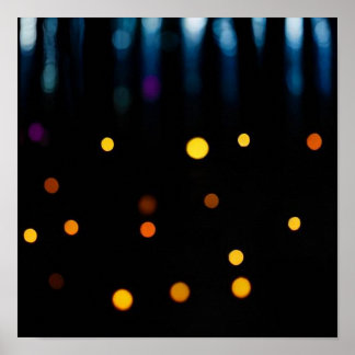Golden & Blue Bokeh - Abstrakt Photography Poster