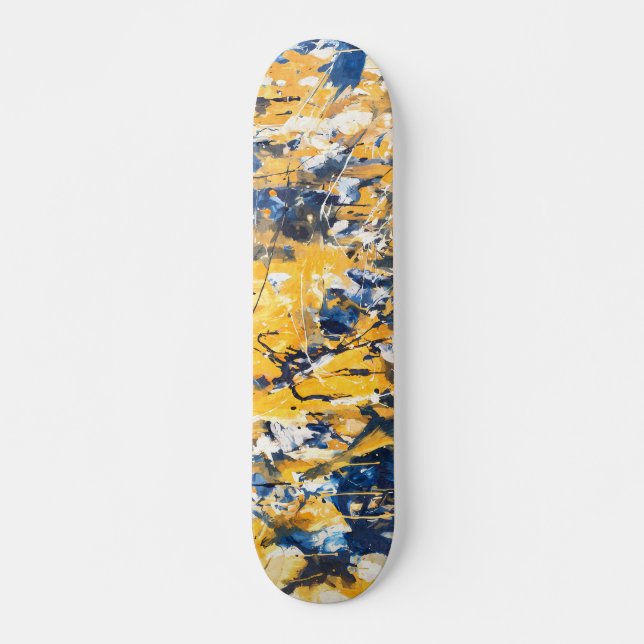 Golden Blue Floral Camo Skateboard (Framsida)