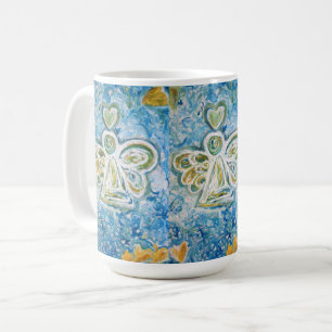 Golden Blue Guardian Angel Art Anpassningsbar Coff Kaffemugg