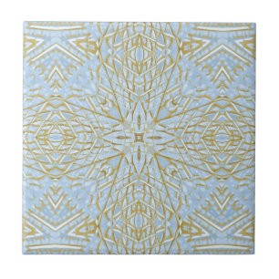Golden Blue star geometric design, vacker, vacker Kakelplatta