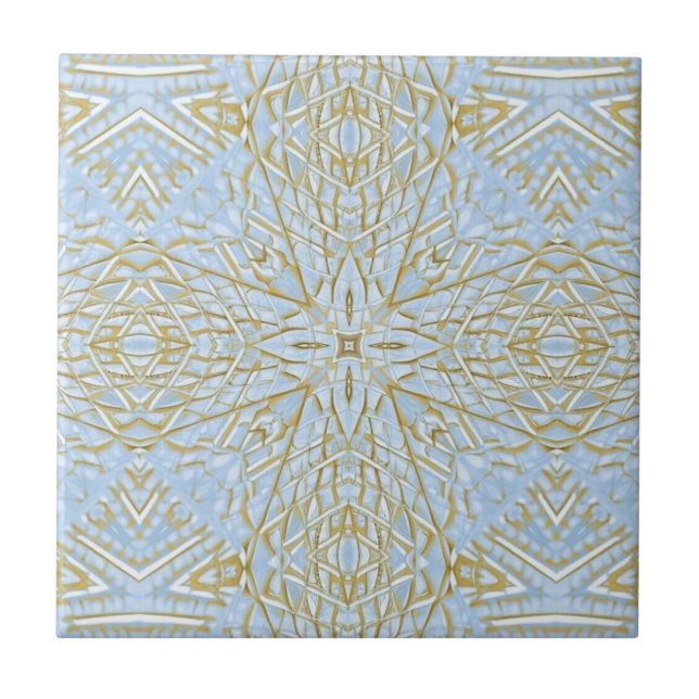 Golden Blue star geometric design, vacker, vacker Kakelplatta (Framsidan)