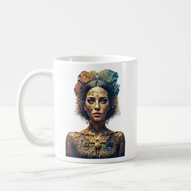 Golden Bohemian Beauty - Modern konstdesign Kaffemugg (Vänster)