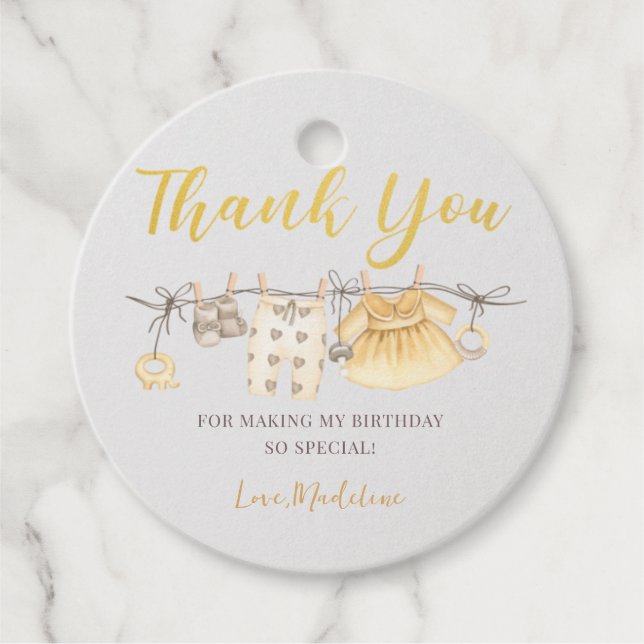 Golden Boho Baby Shower Party Tack Märkre Gåvor Etiketter (Framsida)