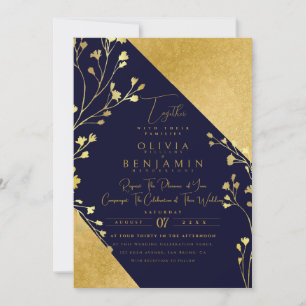 Golden Boho-Blommigtens Chic sjunker allt i ett Br Inbjudningar