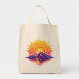 Golden Boho Mandala Sun Mountain Sunset Reflection Tygkasse