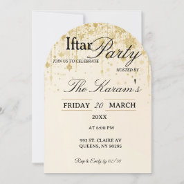 Golden Boho Minimalist Mosque Ramadan Iftar Party  Inbjudningar