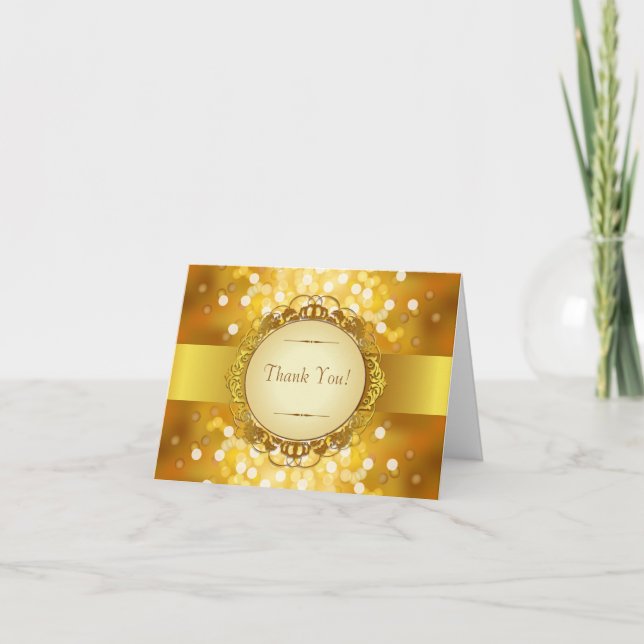 Golden Bokeh 50-årsjubileum Tacksamhetskort Tack Kort (Framsida)