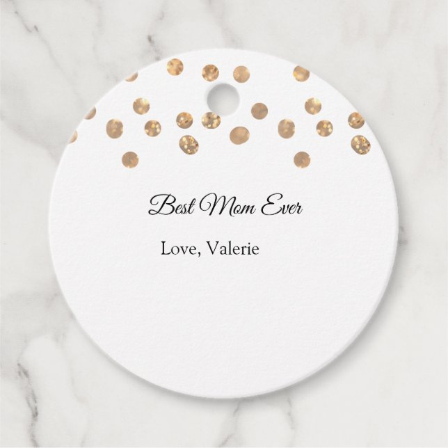 Golden bollar glitter, det bästa mamma som någonsi gåvor etiketter (Framsida)