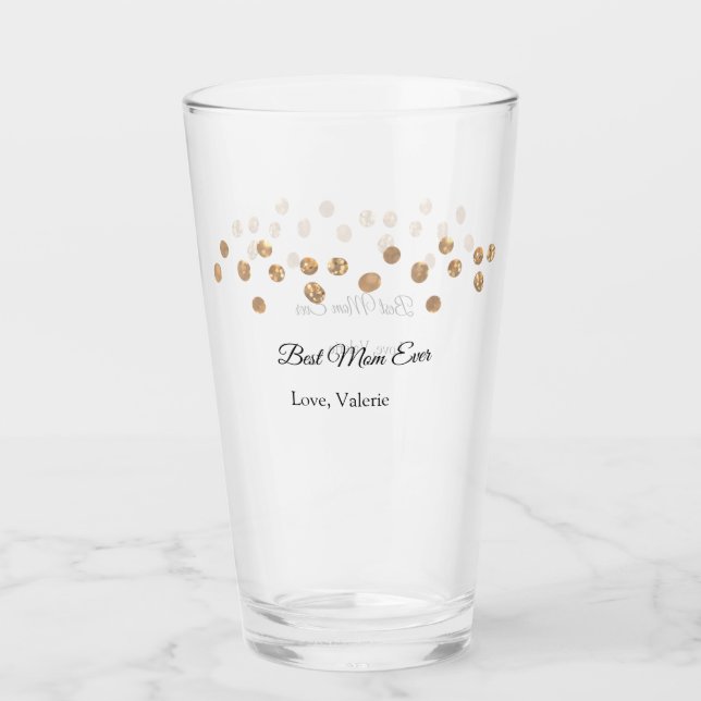 Golden bollar glitter, det bästa mamma som någonsi glaskopp (Framsida)