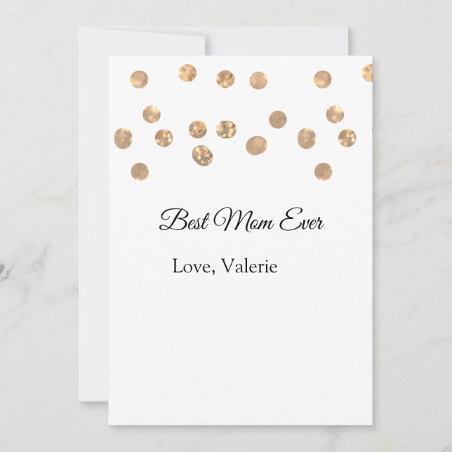 Golden bollar glitter, det bästa mamma som någonsi inbjudningar (Framsida)