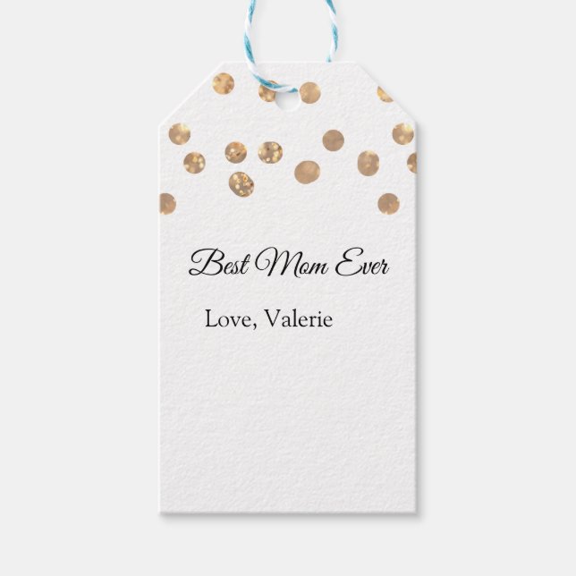 Golden bollar glitter, det bästa mamma som någonsi presentetikett (Framsidan)