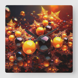 Golden Bollar och Stars Fractal Fyrkantig Klocka