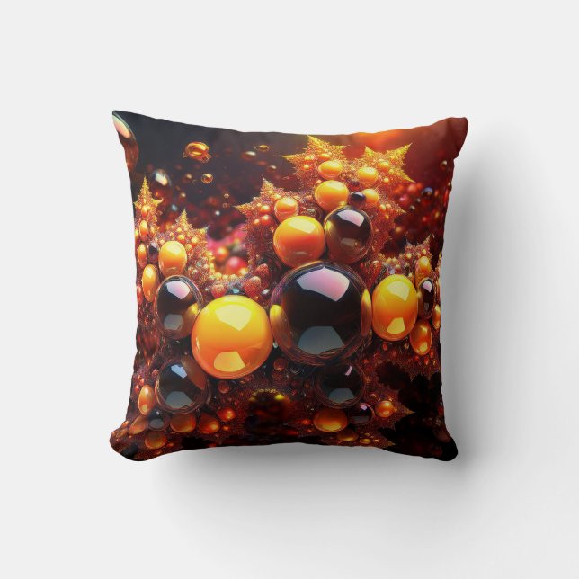 Golden Bollar och Stars Fractal Kudde (Framsida)