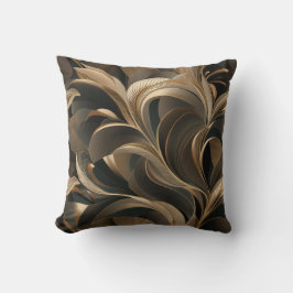 Golden Botanical Flow Elegant   Kudde