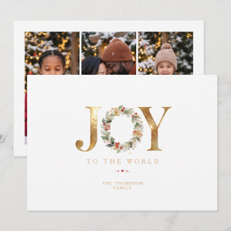 Golden Botanical Garland Christmas Photo TMF26 Julkort