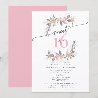 Golden bouquet Fall ro rosa Sweet 16-inbjudan Inbjudningar
