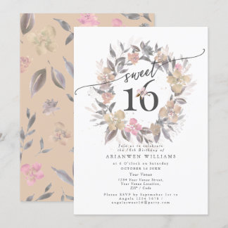 Golden bouquet Fall ro Sweet 16 Inbjudningar