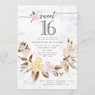 Golden bouquet Fall ro Sweet 16 Inbjudningar